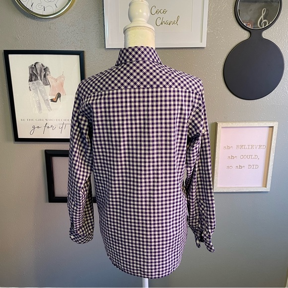 Billy Reid Purple and White Gingham Button Down Shirt S - Picture 3 of 11